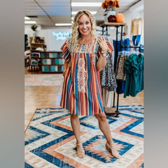 Colorful Striped Sawyer Dress by Layerz Clothing Size M - Picture 1 of 7